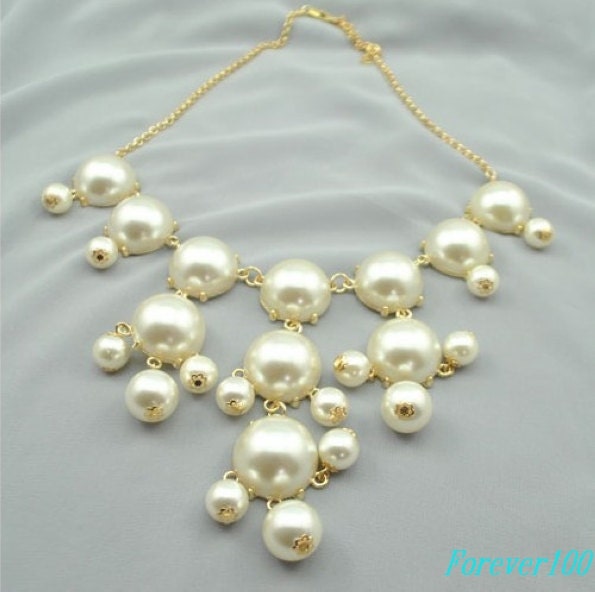 cute pearl resin necklace, handmade bib Necklace/glitter Statement Bubble choker,bridesmaid gifts,unique Beaded  Jewelry Gradient