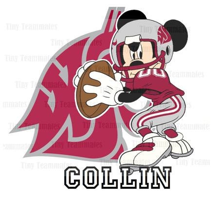 Mickey Inspired Washington State Cougars Football - Digital File - Perfect for personalized print or T shirt iron on - All Teams Available
