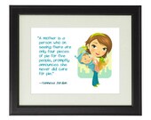 A Mother Is A Person... - Digital Art Print Poster - Inspirational Funny Quote Mom Mummy Print Blue