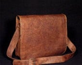 13 inches/inch Handmade Soft Pure Genuine Leather Padded Brown Laptop/Macbook/Ipad Unisex Messenger Shoulder Satchel Handbag Bag Purse Pouch