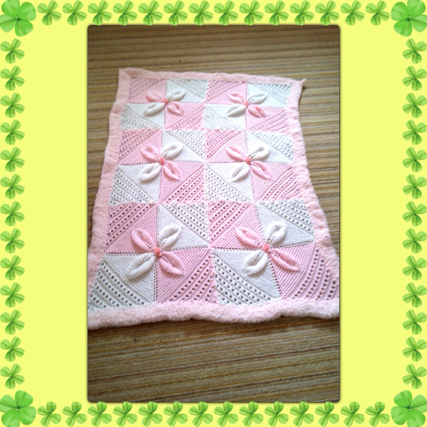 B30 beautiful hand knitted pram blanket