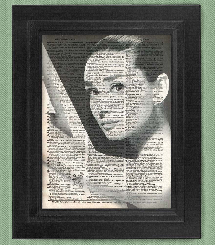 Audrey Hepburn portrait Vanity Fair art print, dictionary Art, Book Art, wall Decor, Wall Art Mixed Media Collage