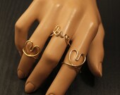 New Handmade Jewelry LOVE Ring Set Of 3 Adjustable Wire Rings Free Shipping