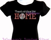 Baseball - There's No Place Like Home - Iron on Rhinestone T-Shirt - Select Your Size - Bling Sports Top - NS