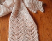 Handknitted Lace Scarf in Soft Peach - Silk & Mohair
