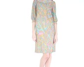 1960's paisley dress Leslie Fay SHIMMER PASTEL yoke dress