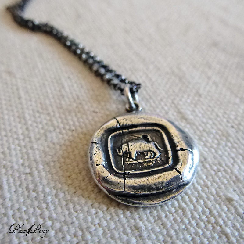 Elephant Necklace Strength and Courage Wax Seal Necklace - Elephant Pendant Strength Necklace Courage Jewelry