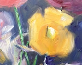 Original painting acrylic floral 5x7