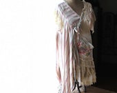 Australian Wildflower Jacket, Asymmetrical, Floaty, Vintage Italian Linen, Lace, Tie-Dyed, Boho