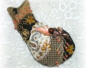 Black Cat Doll Halloween Crazy Quilt Hand Embroidered
