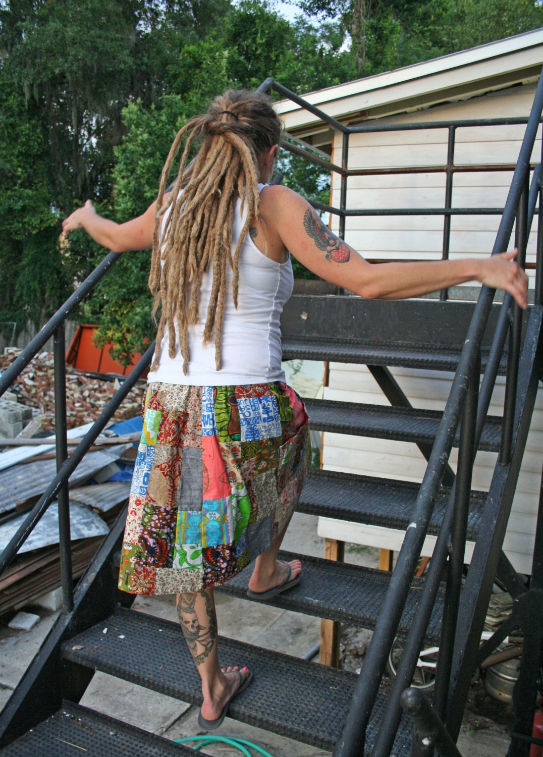 One of a kind patchy shortie patchwork skirt