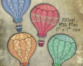 Instant Download, Hot Air Balloons Clip Art, Downloadable Graphics, Balloon Graphics, Whimsical Art, CU or PU, Original Art by Cherie