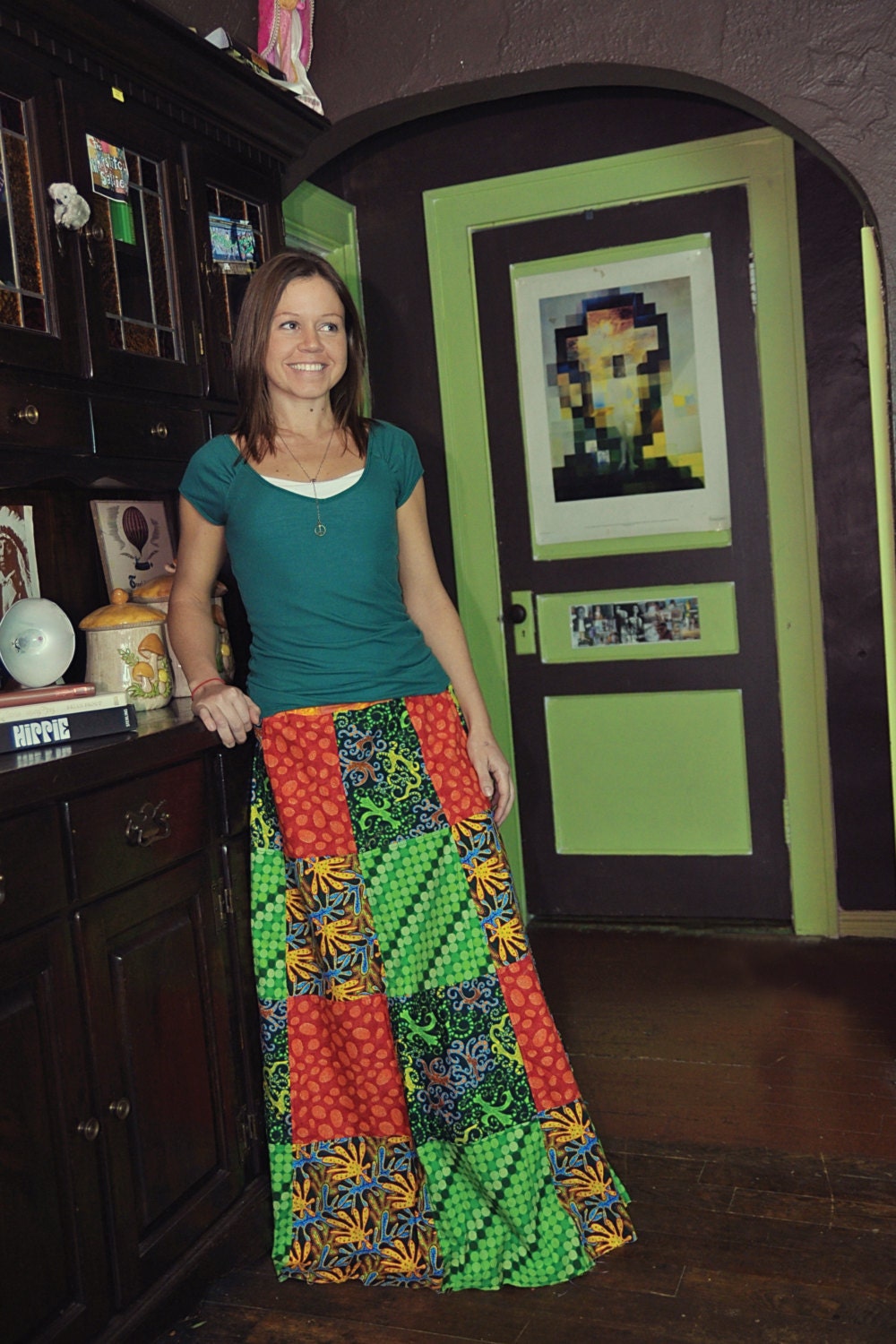 Funky and Bold Patchy Long Hippie Skirt