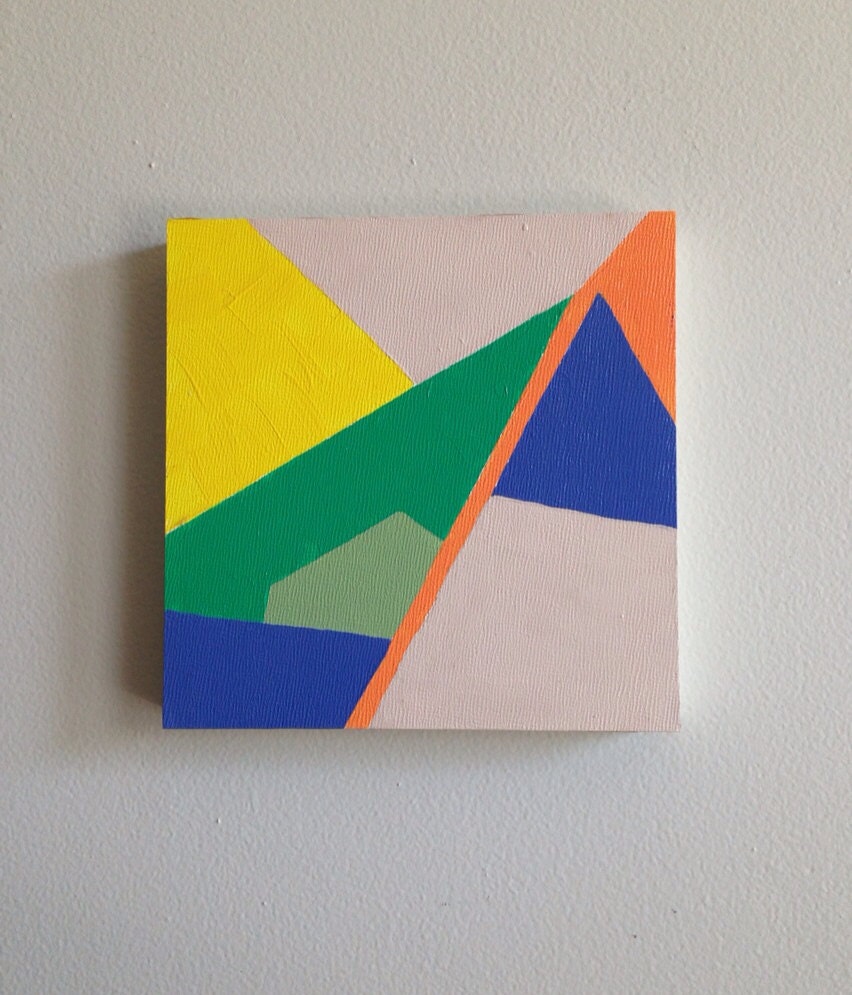 Abstract Angles No. 13 // 6 x 6 // lemon yellow / blue / green / orange