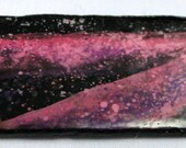 Pink Saturn Galaxy Watercolor Painting Paper Necklace OOAK