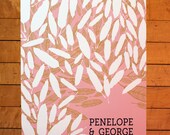 Personalized Wedding Guest Book Poster-Pink, Chartreuse, and Charcoal