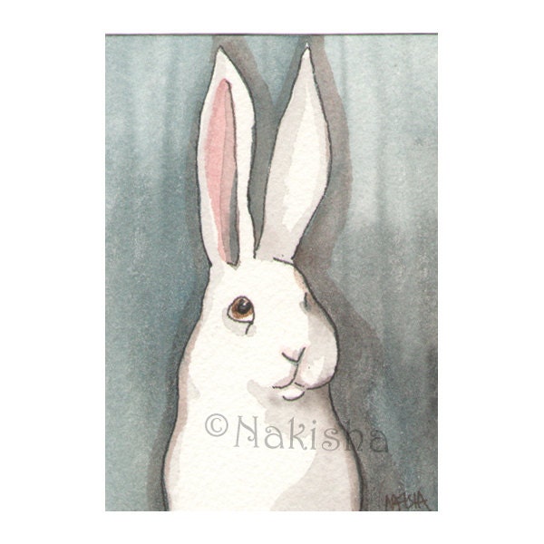 Original Watercolor Rabbit Painting - Sir Bun - ACEO