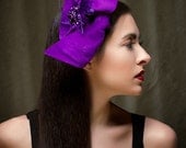 Fascinator Hat Headpiece Purple Draped Wool