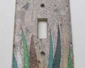 Grass wall decor Upcycled Light Switch Plates, handmade paper from reclaimed materials with Newspaper backround