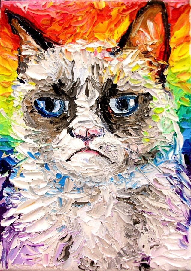 Why So Grumpy print of original oil painting 25.5x36 inches matte finish ready to ship