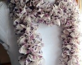 Spring Scarf Lightweight Chiffon Floral Ruffle Scarf Cream and Violet Purple Ready to Ship