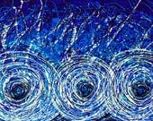 Blue and White Abstract Modern Drip Painting Contemporary Pollock Style by Sharon Cummings Huge Big Large Canvas Ready To Hang Silver Art