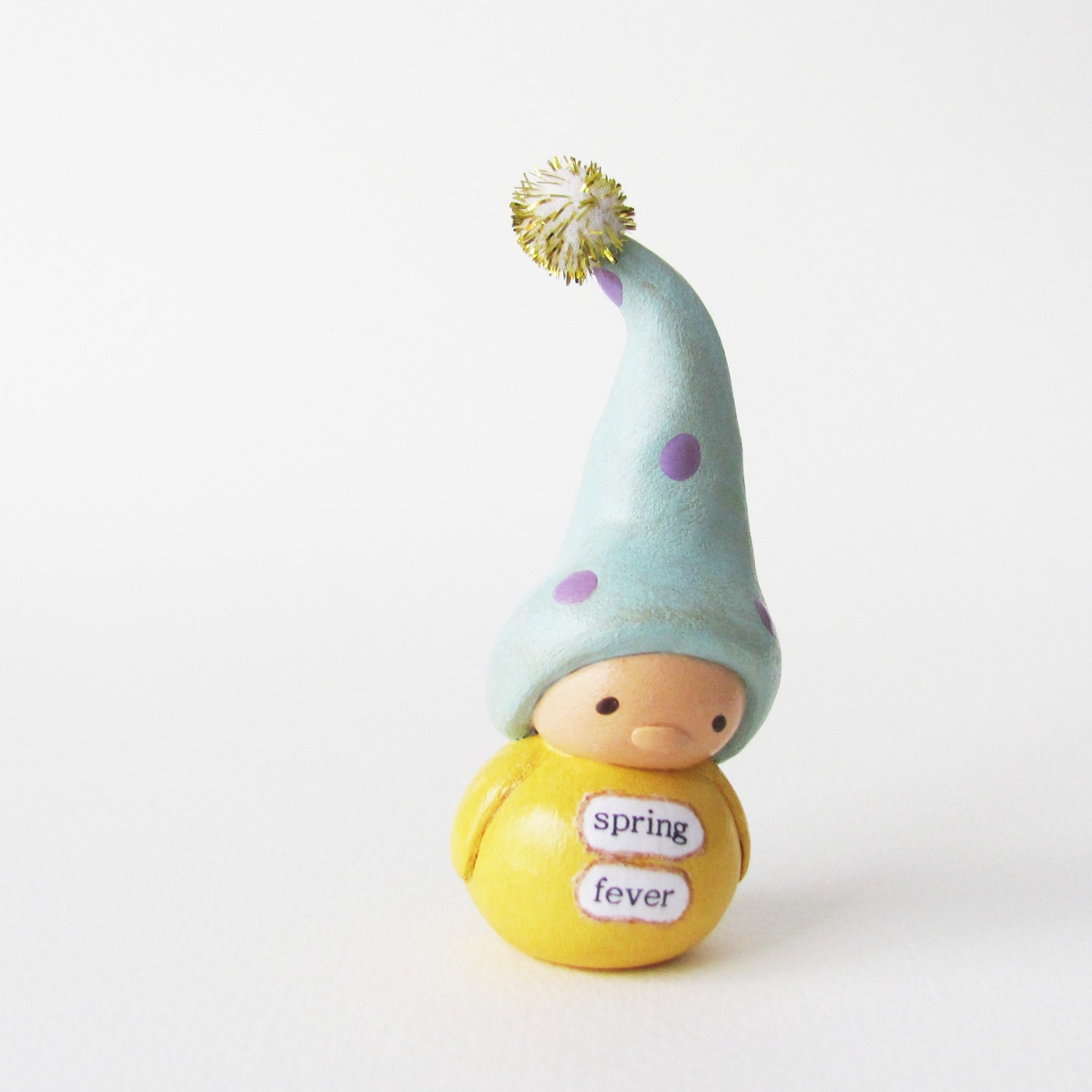 Clay Gnome Figurine- Miniature Art Sculpture by humbleBea- Spring Fever