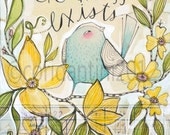 watercolor bird art - blue bird - painting - illustration - 8 x 8 inches - archival, limited edition print by cori dantini