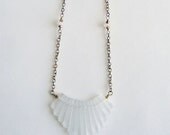Frosted Quartz and Moonstone fan necklace