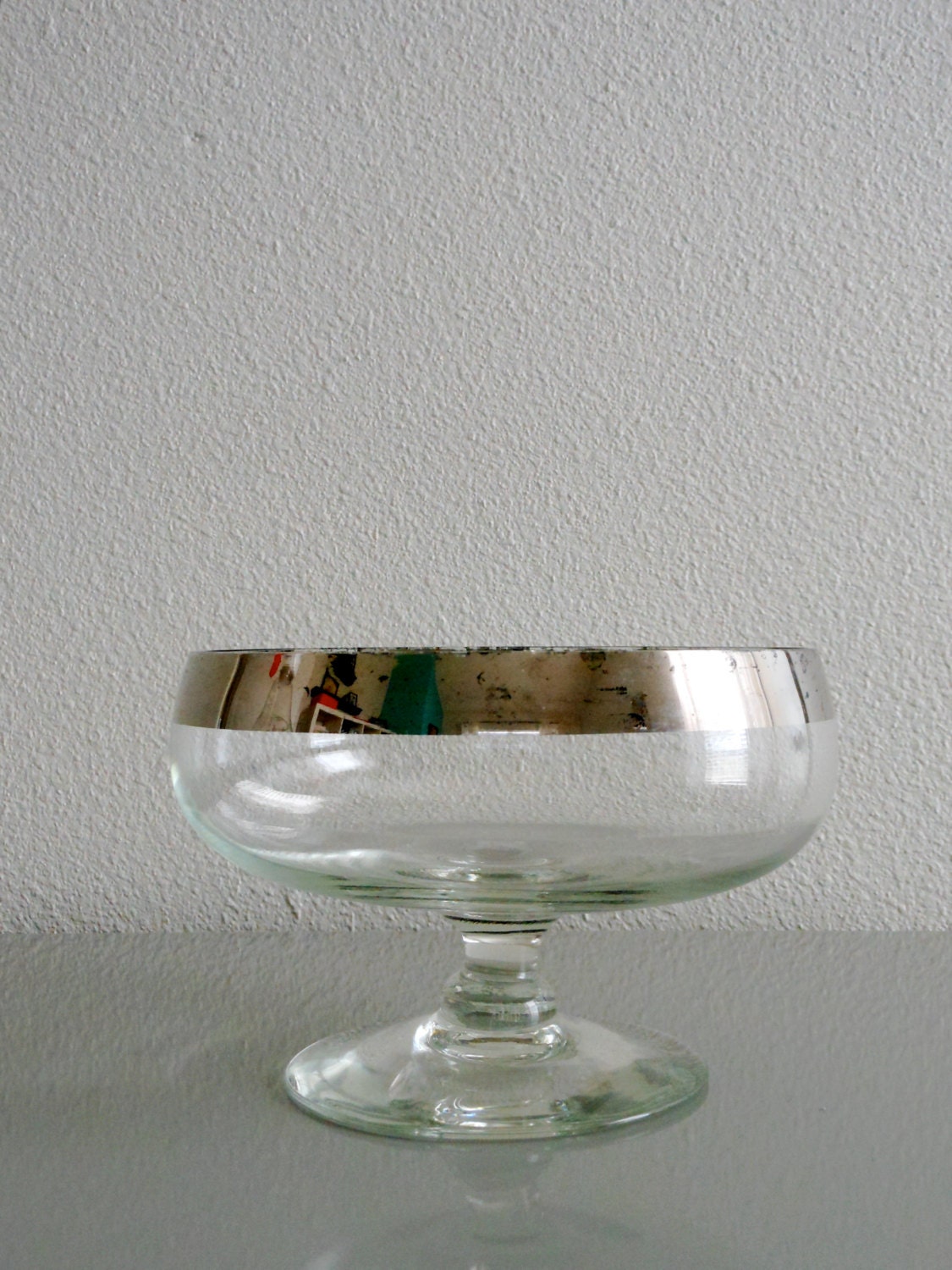 Vintage Dorothy Thorpe Silver Band Crystal Open Compote - rarebirdboutique