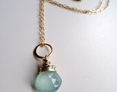 Mint and Vermeil Drop on Goldfill Necklace