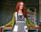 Black and White Stripe Full Hostess Apron