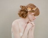 Bridal rose hairclip, headpiece, gold - Golden Rose and blossom branch headpiece - Style 355