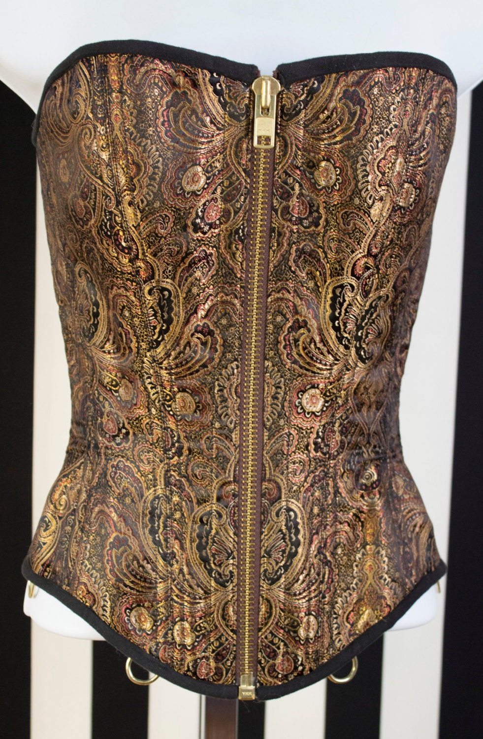 Corset Overbust Steampunk Neo-Victorian Cincher 23 brown brocade