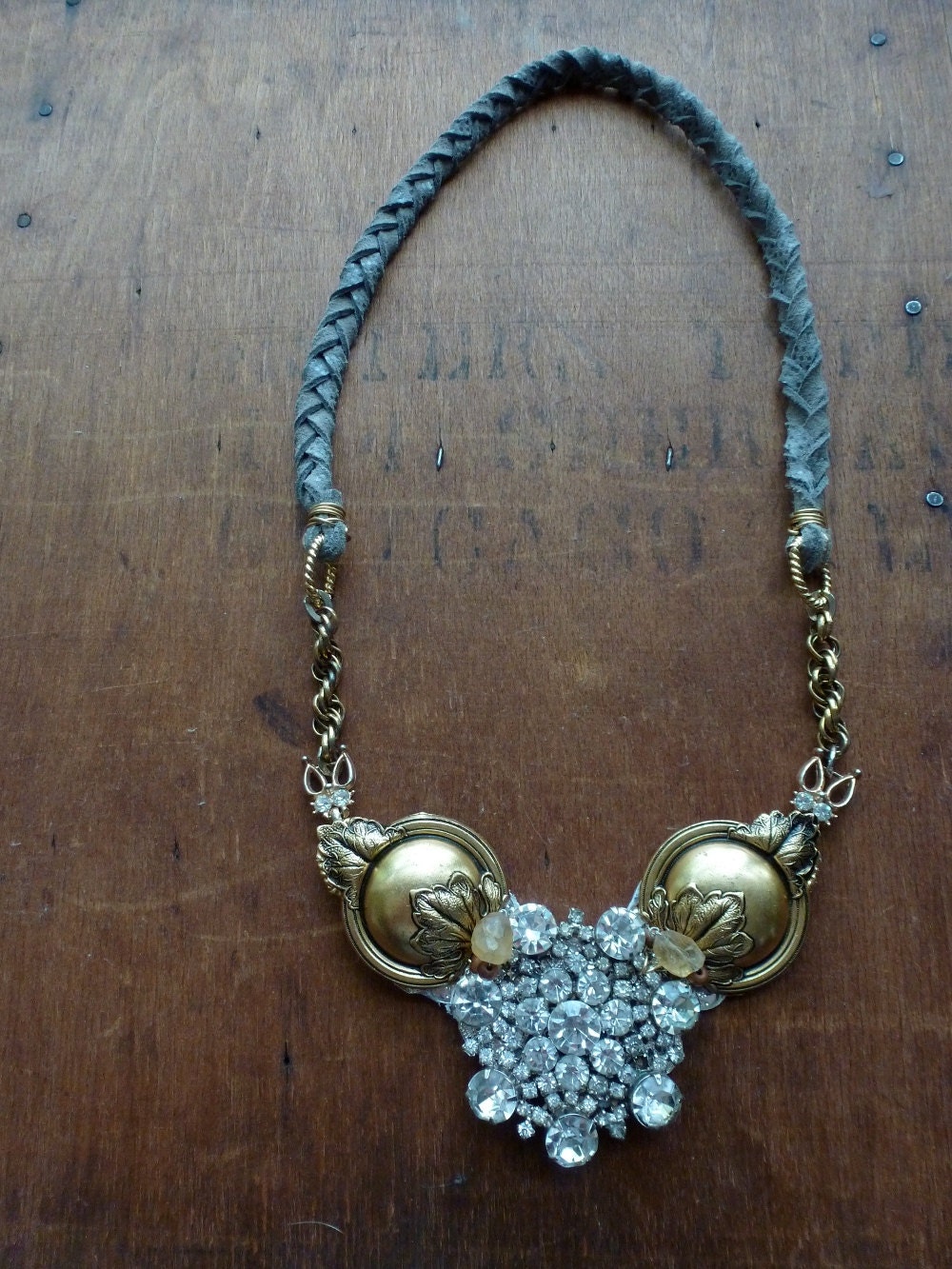 Meadow.  Vintage assemblage necklace.