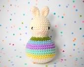 baby easter rabbit toy rattle bunny amigurumi crochet .. roly poly rabbit rainbow