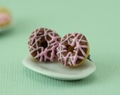Chocolate Frosted Donut Studs / Post Earrings