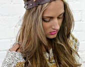 Leather Studded Headband with elastic band
