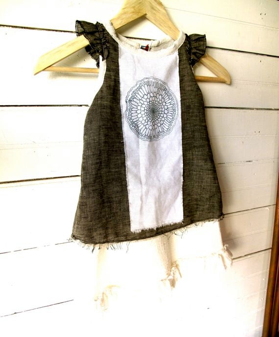 Made to Order Rustic Linen Flowergirl Dress