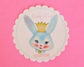 Happy Birthday Bunny Queen Vintage Gift Package Seal Glitter Sticker - Pretty UP a package