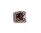 Knitted Ring - Grey with Gold & Black Olympic Button - From The Admiral's Collection