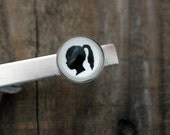 Silhouette Custom Tie Clip - Antique Silver or Gold  - Cameo Personalized from Your Photos - Customized Gift for Dad, Groomsmen, Husband