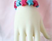 Candy Stars Mini Bracelet for Super Dollfie BJD MSD SD Doll  Dark Pink x Blue Jewelry Cute Rainbow Pop Kei Fairy Kei Style Rave