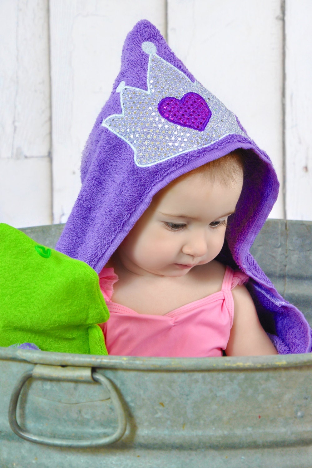 Kids Personalized Purple Princess Sparkle Hooded Towel Girls