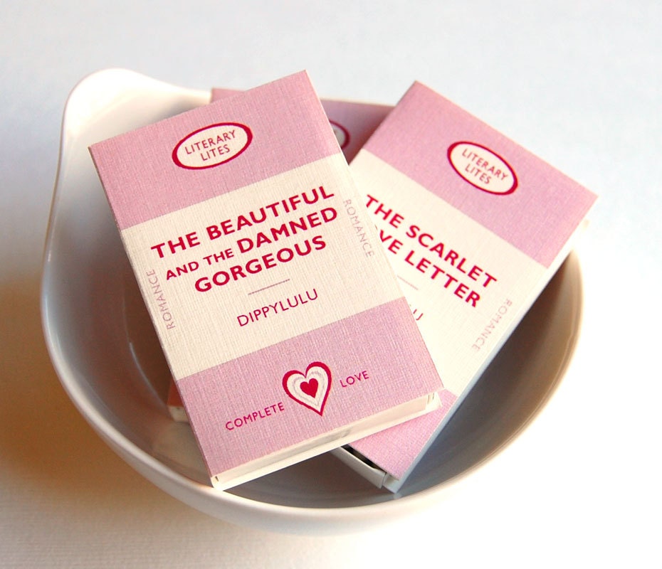 Valentine gift matchboxes -- Love Literary Lites