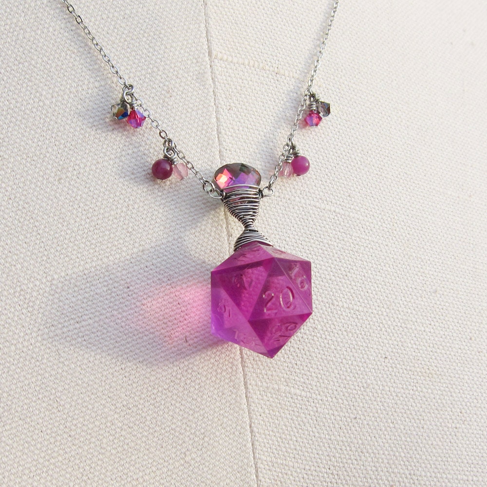 Mind Flayer's Lure (Widow Wrapped purple translucent D20 Necklace)