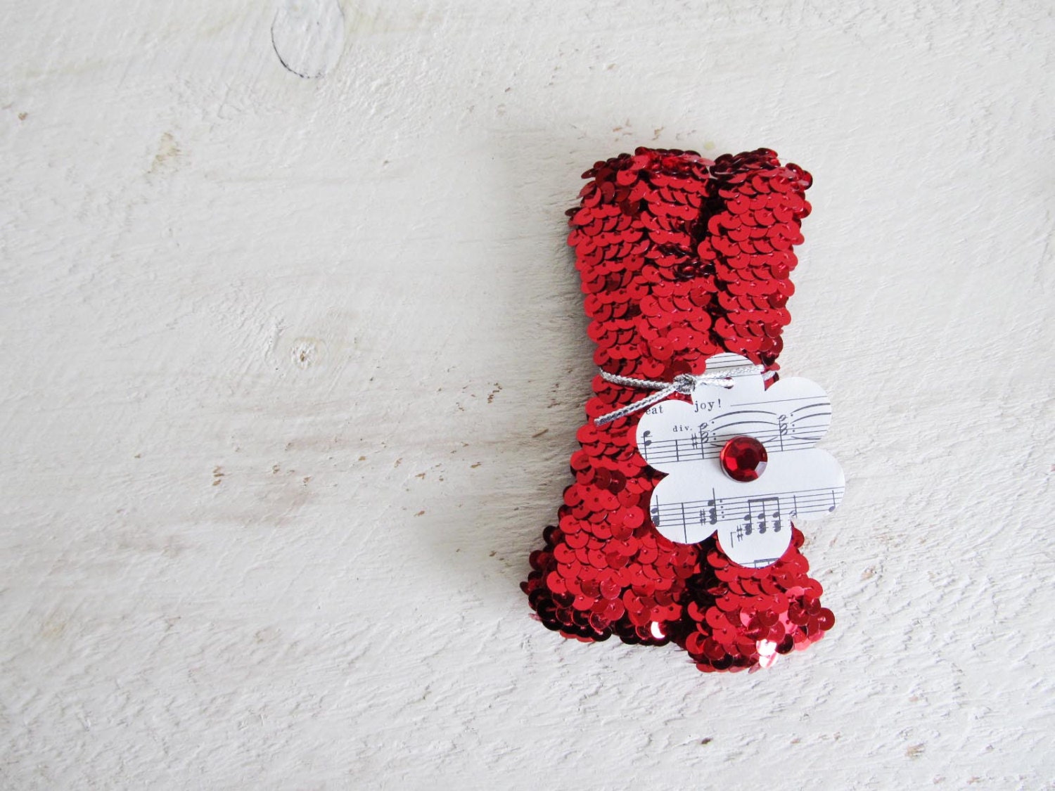 2 1/2 Yards Red Stretchy Sequin Trim