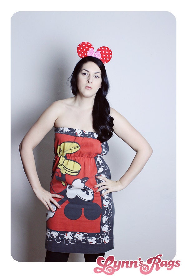 MICKEY MOUSE Disney Party Dress Bow Disneyland Handmade Pillow Case
