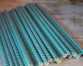 25 Caribbean Chevron Drinking Straws -- Paper Straws -- Aqua -- Blue Il_170x135