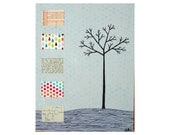 Mixed Media Tree Art Collage on Wood, Original Art by Erin Lang Norris.
